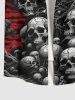 Plus Size Halloween Costume Skulls Tree Cloud Galaxy Print Buttons Pocket Shirt For Men -  