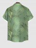Plus Size Tropical Metallic Leaf Print Buttons Pocket Hawaii Shirt For Men -  
