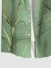 Plus Size Tropical Metallic Leaf Print Buttons Pocket Hawaii Shirt For Men -  