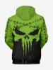 Plus Size Halloween Costume Skull Ripped Stitching Paint Drop 3D Print Pocket Drawstring Hoodie For Men -  