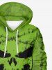 Plus Size Halloween Costume Skull Ripped Stitching Paint Drop 3D Print Pocket Drawstring Hoodie For Men -  