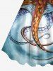 Plus Size Octopus Tie Dye Print Hawaii Tank Dress -  