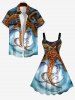 Plus Size Octopus Tie Dye Print Hawaii Tank Dress -  