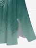 Plus Size Tropical Palm Tree Leaf Ombre Print Split Hawaii Midi Dress -  
