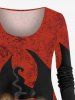 Plus Size Halloween Costume Hat Pumpkin Latern Tomb Eyes Print T-shirt -  