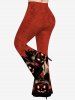 Plus Size Halloween Costume Hat Pumpkin Latern Tomb Eyes Print Flare Pants -  