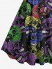 Plus Size Colorful Plaid Skulls Print Halloween Costume A Line Tank Dress -  
