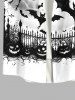 Chemise D'Halloween Citrouille Lune et Chauve-souris Imprimés avec Poche de Grande Taille pour Homme - Blanc 2XL