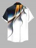 Plus Size Colorblock Glitter Light Beam 3D Print Buttons Pocket Hawaii Shirt For Men -  