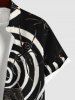 Plus Size Dartboard Hell Spider Web Print Halloween Button Pocket Shirt For Men -  
