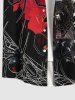 Plus Size Dartboard Hell Spider Web Print Halloween Button Pocket Shirt For Men -  