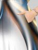Plus Size Colorblock Glitter Light Beam 3D Print Split Hawaii Midi Dress -  