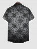 Plus Size Halloween Costume Spider Web Ombre Print Buttons Pocket Shirt For Men -  