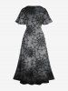 Plus Size Halloween Costume Spider Web Ombre Print Split Midi Dress -  