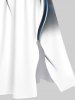 Robe Mi-longue en Blocs de Couleurs et Brillante 3D Imprimé Grande Taille - Blanc 1X