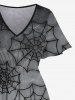 Plus Size Halloween Costume Spider Web Ombre Print Split Midi Dress -  