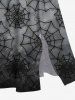 Plus Size Halloween Costume Spider Web Ombre Print Split Midi Dress -  