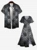 Plus Size Halloween Costume Spider Web Ombre Print Split Midi Dress -  