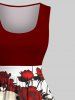 Plus Size Halloween Costume Rose Flower Skull Print 1950s Vintage Dress -  