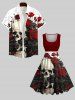 Plus Size Halloween Costume Rose Flower Skull Print 1950s Vintage Dress -  