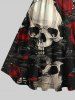 Plus Size Halloween Costume Rose Flower Skull Print 1950s Vintage Dress -  