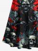 Plus Size Halloween Costume Skull Octopus Bloody Butterfly Print Cold Shoulder Crisscross Maxi Dress -  