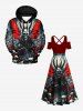 Plus Size Halloween Costume Skull Octopus Bloody Butterfly Print Cold Shoulder Crisscross Maxi Dress -  