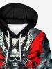 Plus Size Halloween Costume Skull Octopus Bloody Butterfly Print Pocket Drawstring Hoodie For Men -  