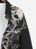Plus Size Halloween Costume Skulls Print Buttons Long Sleeve Shirt For Men -  