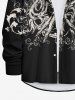 Plus Size Halloween Costume Skulls Print Buttons Long Sleeve Shirt For Men -  