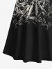 Plus Size Halloween Costume Skulls Print Cold Shoulder Crisscross Maxi Dress -  