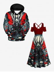 Costume D'Halloween Grande Taille Imprimé Papillon et Pieuvre pour Halloween - Multi-A 