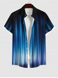 Plus Size Glitter Light Beam 3D Print Buttons Pocket Hawaii Shirt For Men -  