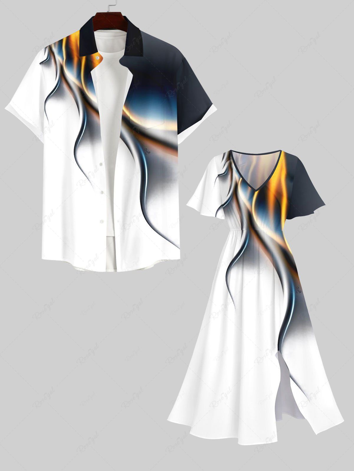Contrastant Brillant Short Imprimé 3D pour la Plage Grande Taille Blanc 