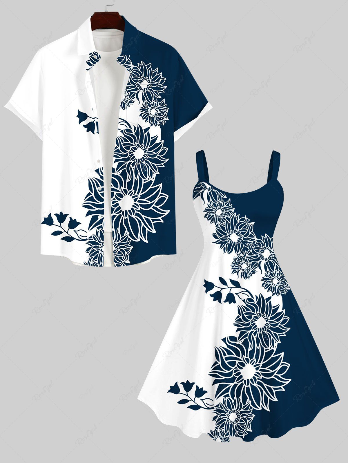 Costume de Plage Grande Taille à Deux Tons Imprimé Fleurs et Couleurs Blanc 