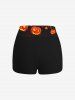 Halloween Costume Pumpkin Lantern Castle Bat Moon Print Boyleg Tankini Swimsuit (Adjustable Shoulder Strap) -  