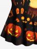 Halloween Costume Pumpkin Lantern Castle Bat Moon Print Boyleg Tankini Swimsuit (Adjustable Shoulder Strap) -  