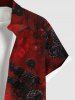 Chemise D'Halloween Rose Imprimée Teintée Ombrée avec Poche de Grande Taille pour Homme - Rouge XL