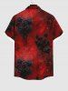 Chemise D'Halloween Rose Imprimée Teintée Ombrée avec Poche de Grande Taille pour Homme - Rouge 3XL