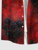Chemise D'Halloween Rose Imprimée Teintée Ombrée avec Poche de Grande Taille pour Homme - Rouge 3XL