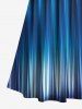 Robe D'été Maxi Grande Taille Imprimée de Couleur Dégradée et Brillants 3D - Bleu Ciel 2X