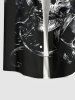 Plus Size Halloween Costume Skulls Cross Print Buttons Pocket Shirt For Men -  