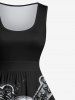 Robe D'Halloween Costume Vintage Crâne Imprimée de Grande Taille - Noir S
