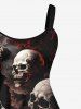 Plus Size Halloween Costume Skulls Fog Print Tank Dress -  