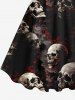 Plus Size Halloween Costume Skulls Fog Print Tank Dress -  