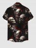 Plus Size Halloween Costume Skulls Fog Print Buttons Pocket Shirt For Men -  