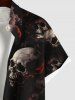 Plus Size Halloween Costume Skulls Fog Print Buttons Pocket Shirt For Men -  