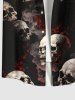 Plus Size Halloween Costume Skulls Fog Print Buttons Pocket Shirt For Men -  