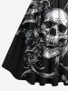 Plus Size Halloween Costume Skulls Cross Print 1950s Vintage Dress -  