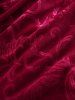 Plus Size Floral Velvet Embossed Contrast Fur Trim Lace Up Christmas Layered A Line Dress with Arm Sleeves and Collar -  